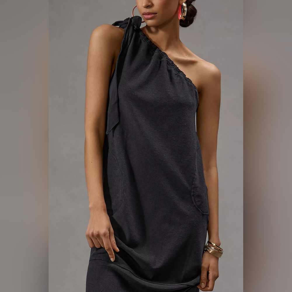 Daily Practice by Anthropologie Ruched One-Shoulder Mini Dress Size L - Picture 4 of 15